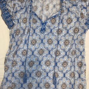 Rose & Olive Blue Floral Blouse